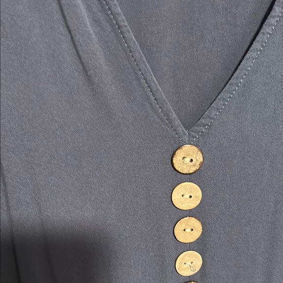 Sleeveless Navy Dress with Button Detail - Picture 2 of 4